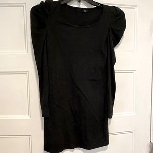 Black bodycon long sleeve cotton dress